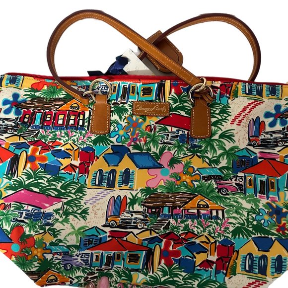 Dooney & Bourke Large Nylon Sandbar Tropical Vacation Tulip Shoppr Tote RARE NEW